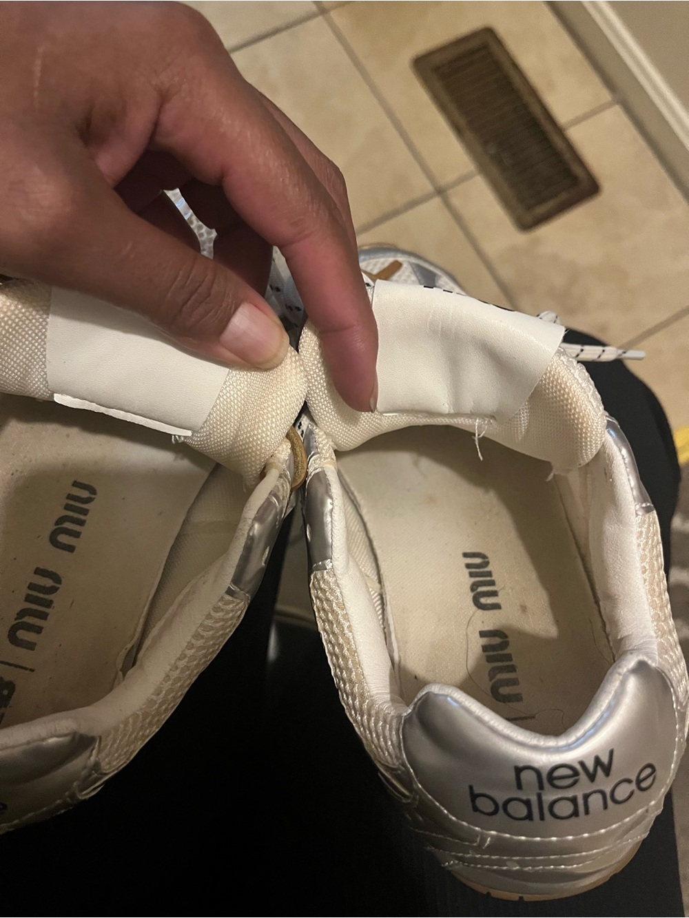 Miu Miu Silver Mesh & Leather Sneakers - Silver/Brown - Picture 3 of 4